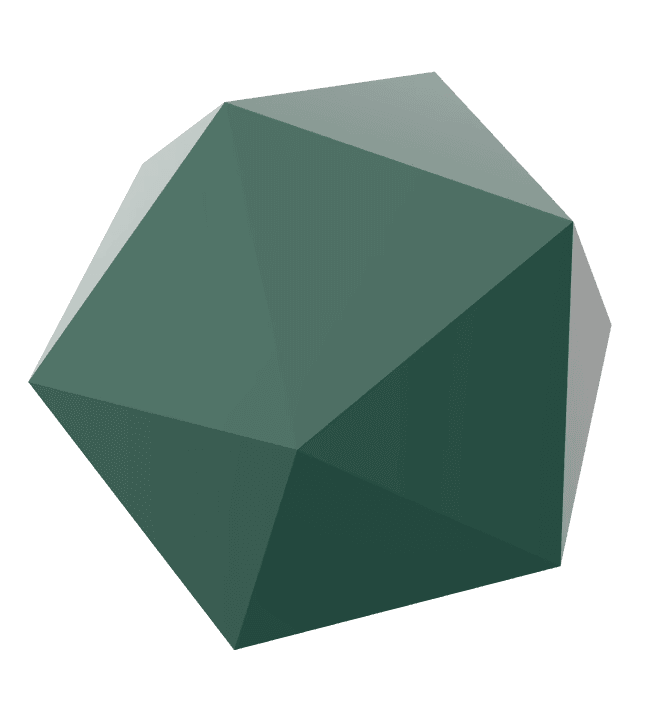 Decoratieve groene kubus vorm voor Hugarro AI Agency website